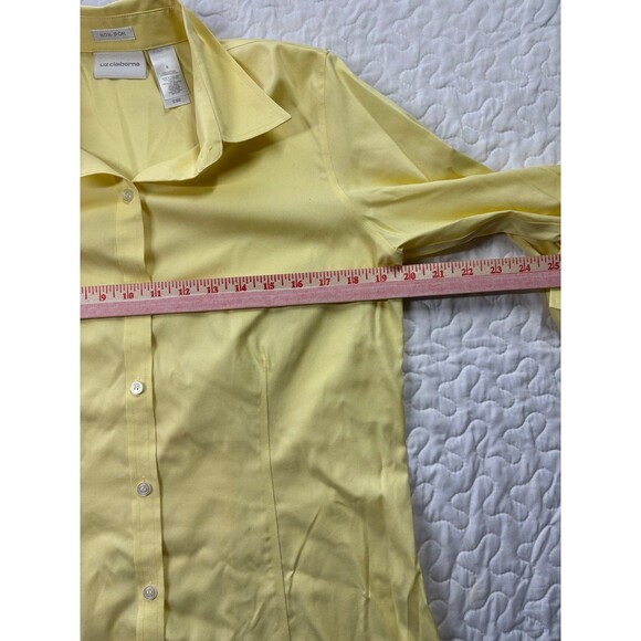 Liz Claiborne Non-Iron Yellow Button Down 100% Cotton Blouse size 8 - Picture 4 of 5